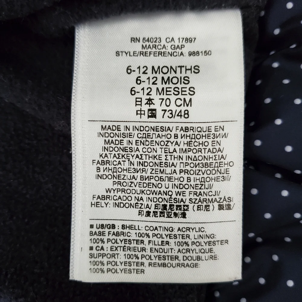 Baby Gap Navy Blue Fleece-Lined Puffer Coat